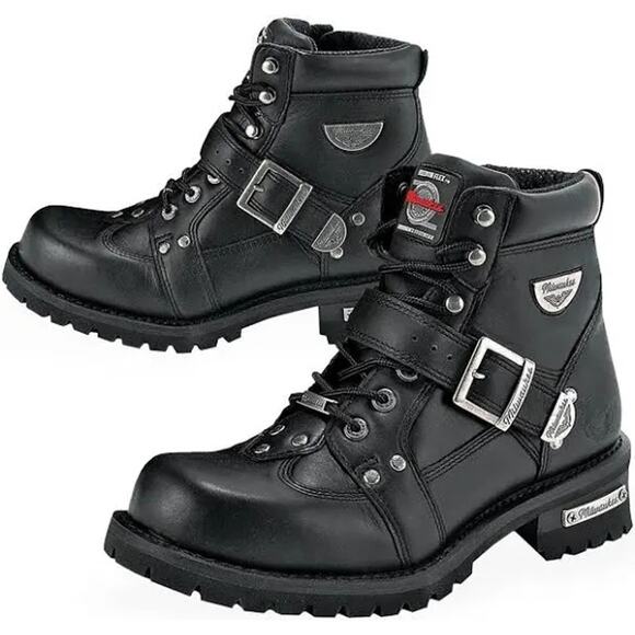 Milwaukee Other - Milwaukee Motorcycle Men's Black Road Captain Boots SZ 7